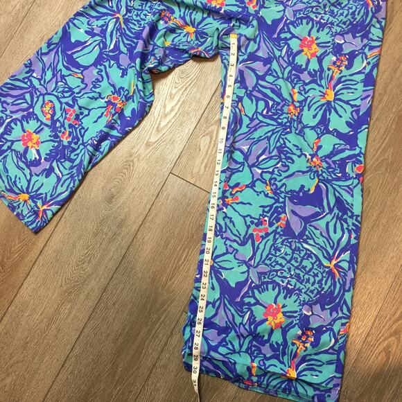 Lilly Pulitzer Middleton Palazzo Pants Women's Large Satin Polyester Tropical - Picture 7 of 8